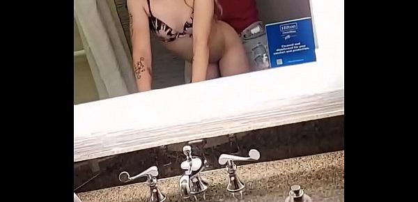  Fucking Tiny Petite Young College Freshman I met at College Town Club in Hotel Bathroom